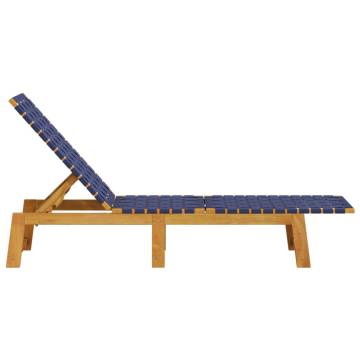 Sun Loungers 2 pcs Dark Blue Solid Wood Acacia & Fabric