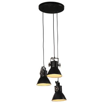 Hanging Lamp 25 W Black with 3 Lampshades - Industrial Style