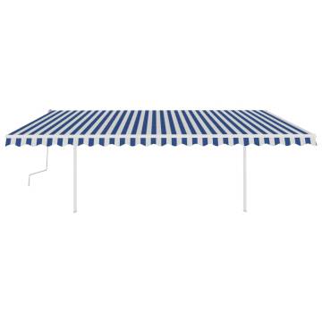 Buy Manual Retractable Awning with LED - Blue & White 5x3 m