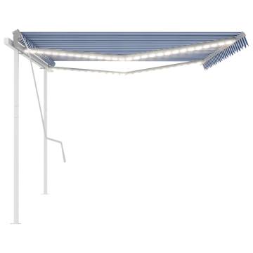 Buy Manual Retractable Awning with LED - Blue & White 5x3 m