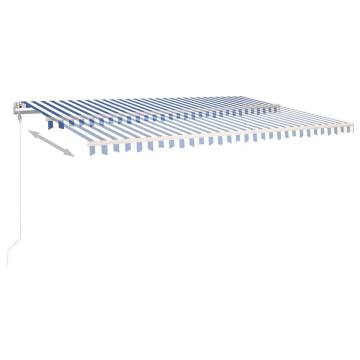 Buy Manual Retractable Awning with LED - Blue & White 5x3 m