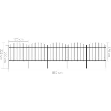 Garden Fence with Spear Top Steel - 8.5m Black | HipoMarket