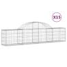 Arched Gabion Baskets - 15 pcs Galvanised Iron 200x30x40/60 cm