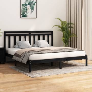 Black Solid Wood Bed Frame 200x200 cm | Hipomarket