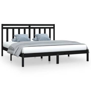 Black Solid Wood Bed Frame 200x200 cm | Hipomarket