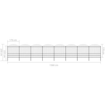 Premium Garden Fence with Spear Top Steel - 13.6m Black