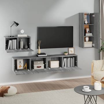 4 Piece Grey Sonoma TV Cabinet Set - Stylish & Practical