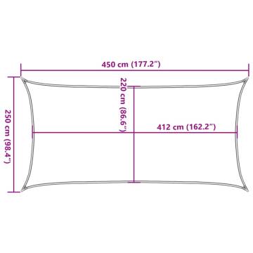 Light Grey Sun Shade Sail 4.5x2.5m - UV & Water Resistant