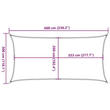 Light Grey Sun Shade Sail 6x3m - Durable & UV Resistant