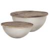 2 Piece Bowl Shaped Coffee Table Set Solid Mango Wood Colour grey Size 60 x 28 cm Quantity in Package 2 