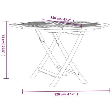 Folding Garden Table 120x120 cm - Solid Teak Wood