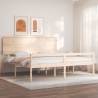 Bed Frame with Headboard 200x200 cm Solid Wood Colour natural Size 200 x 200 cm 