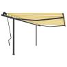 Manual Retractable Awning with Posts 4.5x3.5 m Yellow & White Colour yellow and white Size 4.5 x 3.5 m Quantity in Package 1 