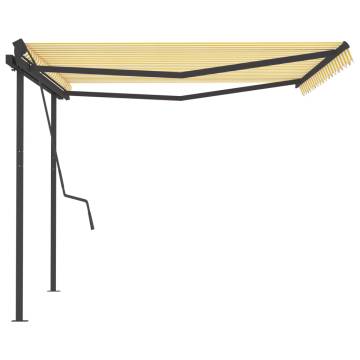 Manual Retractable Awning 4.5x3.5m Yellow & White - HipoMarket