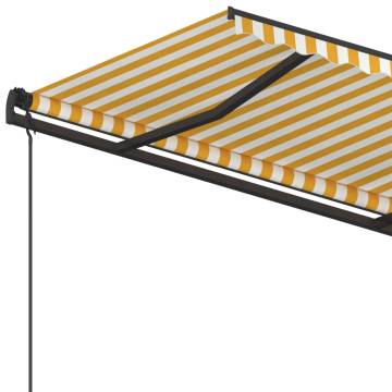 Manual Retractable Awning 4.5x3.5m Yellow & White - HipoMarket