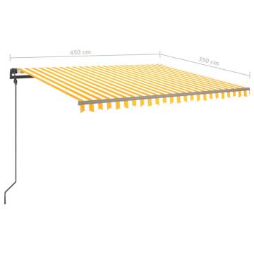 Manual Retractable Awning 4.5x3.5m Yellow & White - HipoMarket