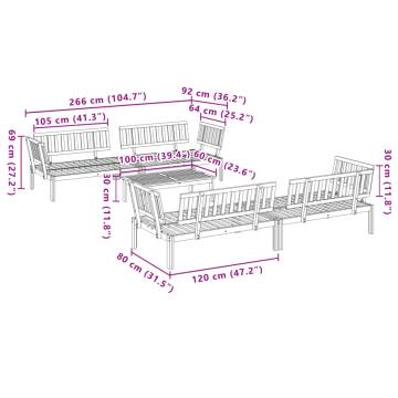 5 Piece Garden Pallet Sofa Set - Solid Acacia Wood