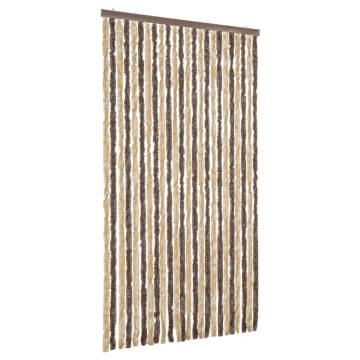 Fly Curtain Dark Brown & Beige 100x220 cm - Chenille