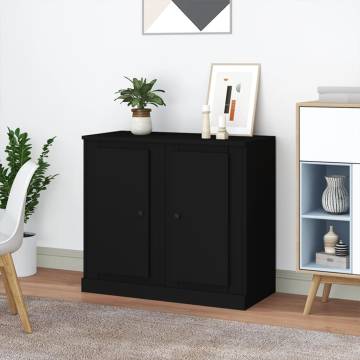 Elegant Black Sideboards 2 pcs - Durable Engineered Wood