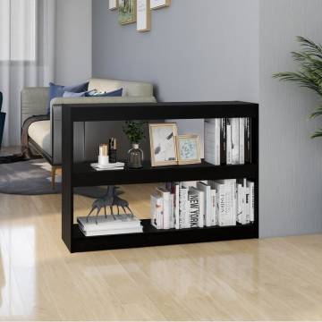 Book Cabinet Room Divider Black - Stylish Pinewood Storage