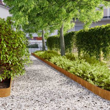 Lawn Edgings 10 pcs | Flexible Corten Steel 15x103 cm