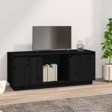 Stylish Black TV Cabinet - Solid Pine Wood | Hipomarket