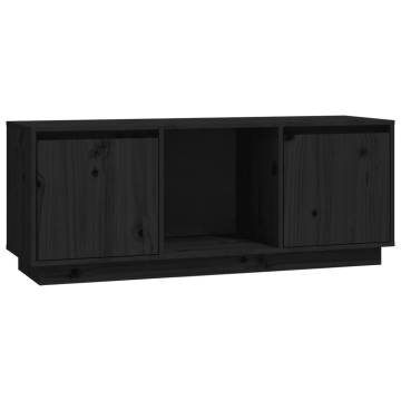 Stylish Black TV Cabinet - Solid Pine Wood | Hipomarket