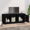 Stylish Black TV Cabinet - Solid Pine Wood | Hipomarket