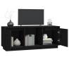 Stylish Black TV Cabinet - Solid Pine Wood | Hipomarket