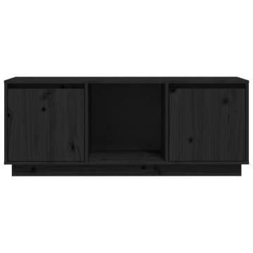 Stylish Black TV Cabinet - Solid Pine Wood | Hipomarket