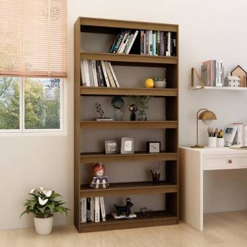 Book Cabinet/Room Divider - Solid Pinewood, Honey Brown