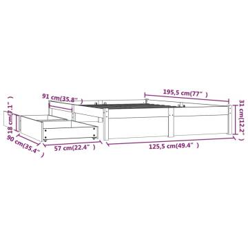 Bed Frame with Drawers White 120x190 cm Small Double - HipoMarket