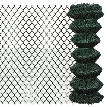 Chain Link Fence Steel 1x15 m Green | Durable & UV Resistant