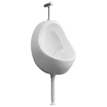 Wall Hung Urinal with Flush Valve - Premium Ceramic White