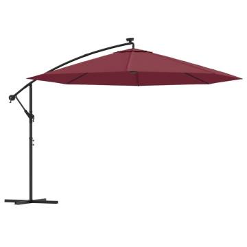 Cantilever Umbrella with LED Lights - Bordeaux Red 350 cm