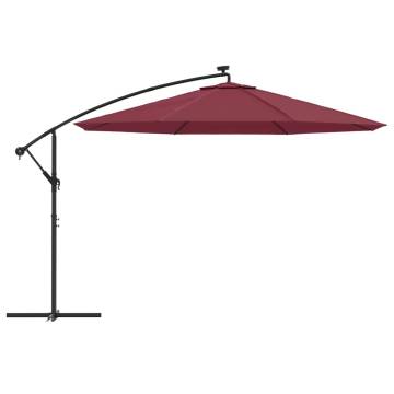 Cantilever Umbrella with LED Lights - Bordeaux Red 350 cm