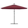 Cantilever Umbrella with LED Lights - Bordeaux Red 350 cm