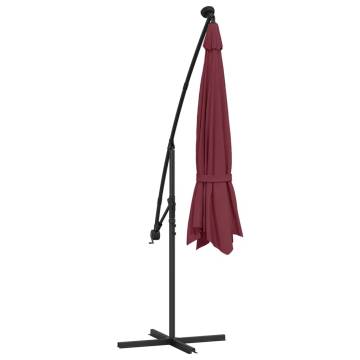 Cantilever Umbrella with LED Lights - Bordeaux Red 350 cm