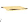 Manual Retractable Awning with LED - Yellow & White 400x350cm