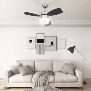 Ceiling Fan with Light & Remote Control - 76 cm Dark Brown