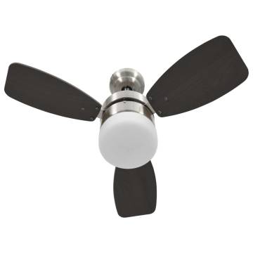 Ceiling Fan with Light & Remote Control - 76 cm Dark Brown