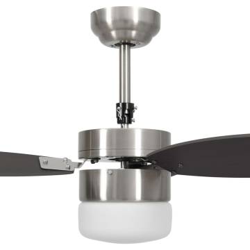 Ceiling Fan with Light & Remote Control - 76 cm Dark Brown