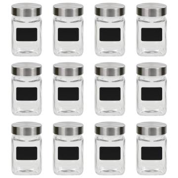 Storage Jars with Stickers - 12 pcs 300 ml | HipoMarket UK