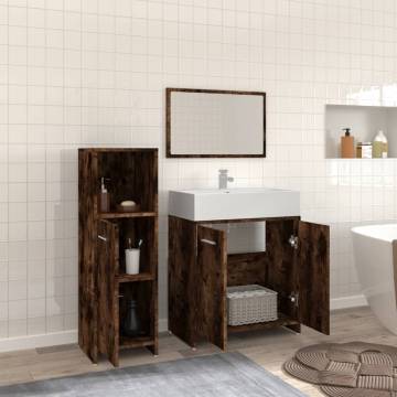 3 Piece Bathroom Furniture Set - Smoked Oak & Engineered Wood