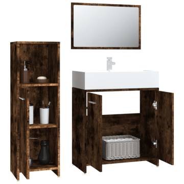 3 Piece Bathroom Furniture Set - Smoked Oak & Engineered Wood