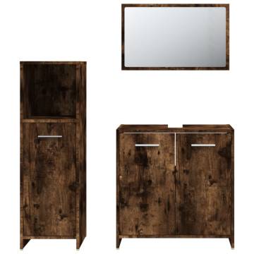 3 Piece Bathroom Furniture Set - Smoked Oak & Engineered Wood