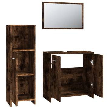 3 Piece Bathroom Furniture Set - Smoked Oak & Engineered Wood