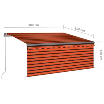 Manual Retractable Awning 3x2.5m - Orange & Brown