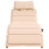 Beige Sun Lounger with Cushion - Solid Acacia Wood | Hipo Market