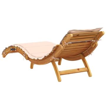 Beige Sun Lounger with Cushion - Solid Acacia Wood | Hipo Market